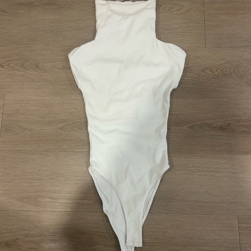 White Zara High Collar Bodysuit